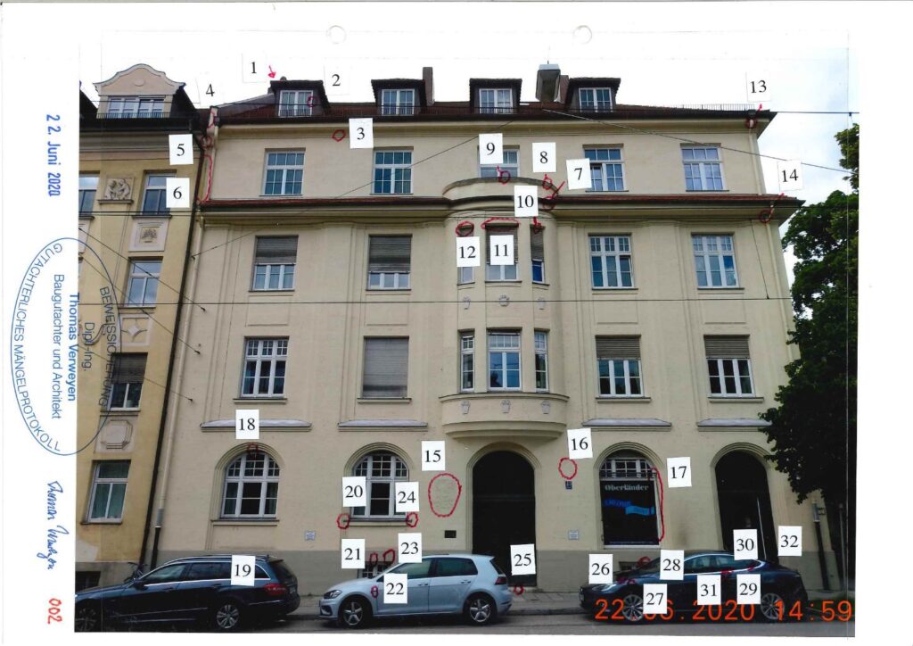 Baugutachter Verweyen & Partner Beispiel: Fassaden-Beweissicherung Nr.: 01, Seite 1