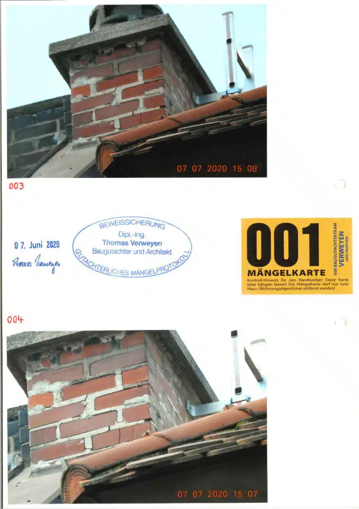 Baugutachter Verweyen & Partner Beispiel: Fassaden-Beweissicherung Nr.: 01, Seite 2