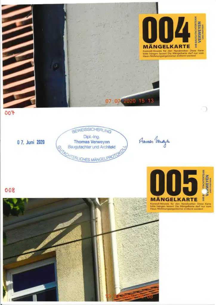 Baugutachter Verweyen & Partner Beispiel: Fassaden-Beweissicherung Nr.: 01, Seite 4