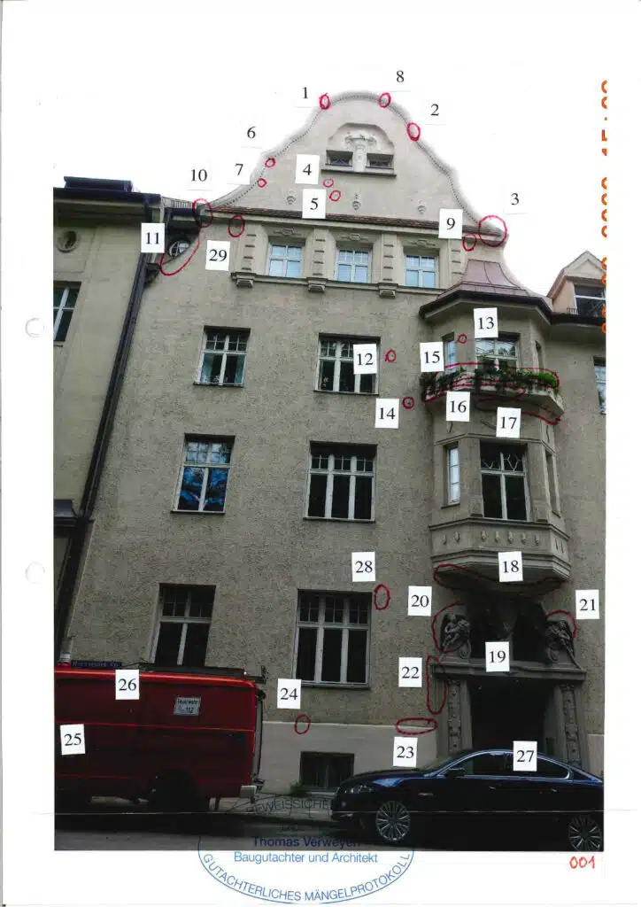 Baugutachter Verweyen & Partner Beispiel: Fassaden-Beweissicherung Nr.: 02, Seite 1