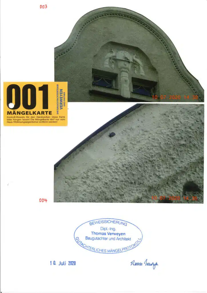 Baugutachter Verweyen & Partner Beispiel: Fassaden-Beweissicherung Nr.: 02, Seite 2