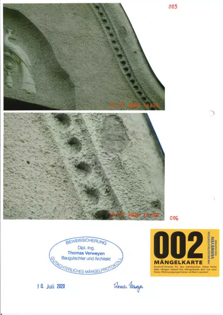 Baugutachter Verweyen & Partner Beispiel: Fassaden-Beweissicherung Nr.: 02, Seite 3