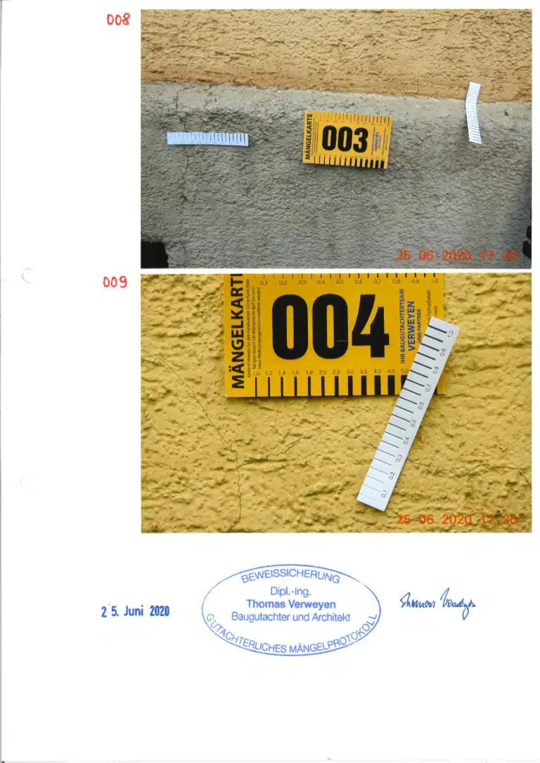 Baugutachter Verweyen & Partner Beispiel: Fassaden-Beweissicherung Nr.: 04, Seite 3