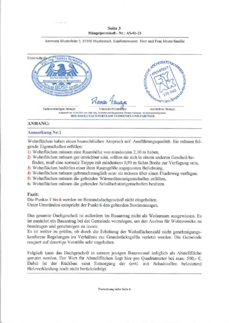 Baugutachter Team Verweyen & Partner Beispiel: Gutachten Hauskaufberatung, Seite 4