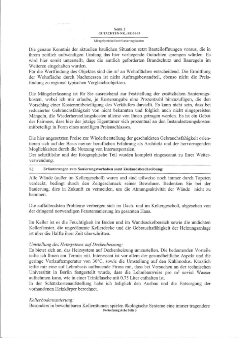 Baugutachter Team Verweyen & Partner Beispiel: Haus-Endabnahme, Seite 2