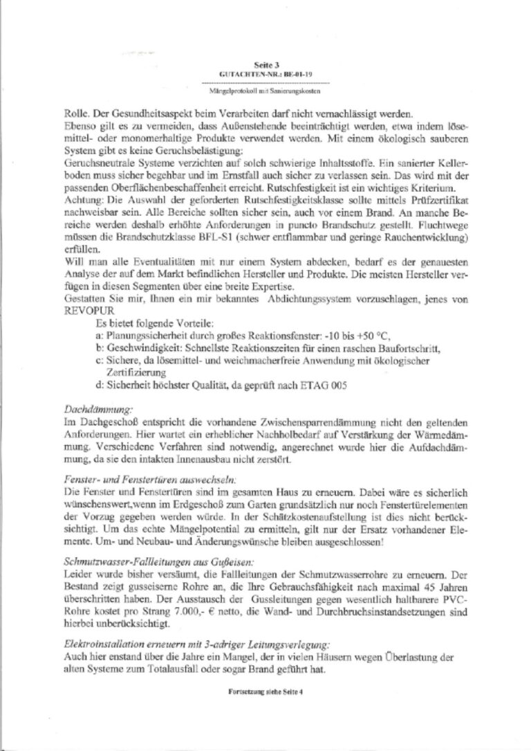 Baugutachter Team Verweyen & Partner Beispiel: Haus-Endabnahme, Seite 3
