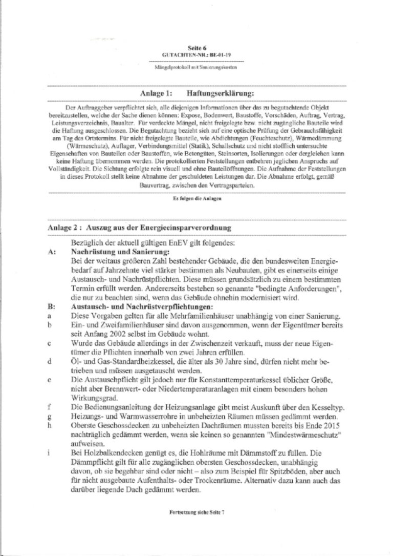 Baugutachter Team Verweyen & Partner Beispiel: Haus-Endabnahme, Seite 6