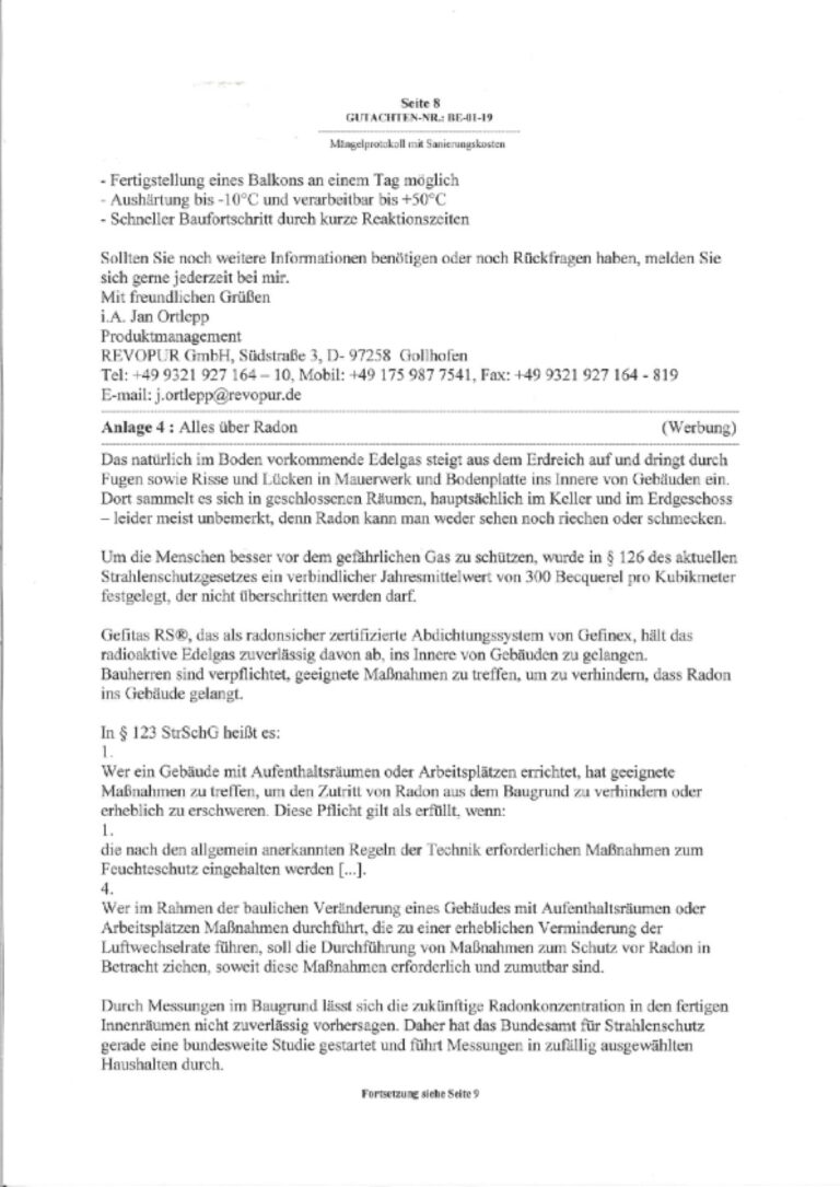 Baugutachter Team Verweyen & Partner Beispiel: Haus-Endabnahme, Seite 8