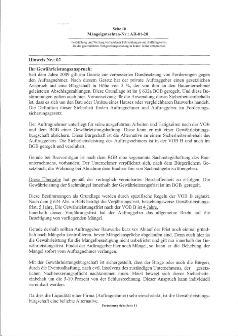 Baugutachter Team Verweyen & Partner Beispiel: Mängelgutachten, Seite 10