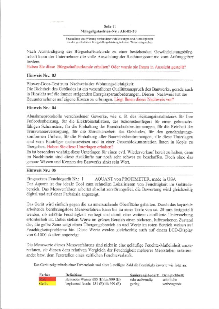 Baugutachter Team Verweyen & Partner Beispiel: Mängelgutachten, Seite 11