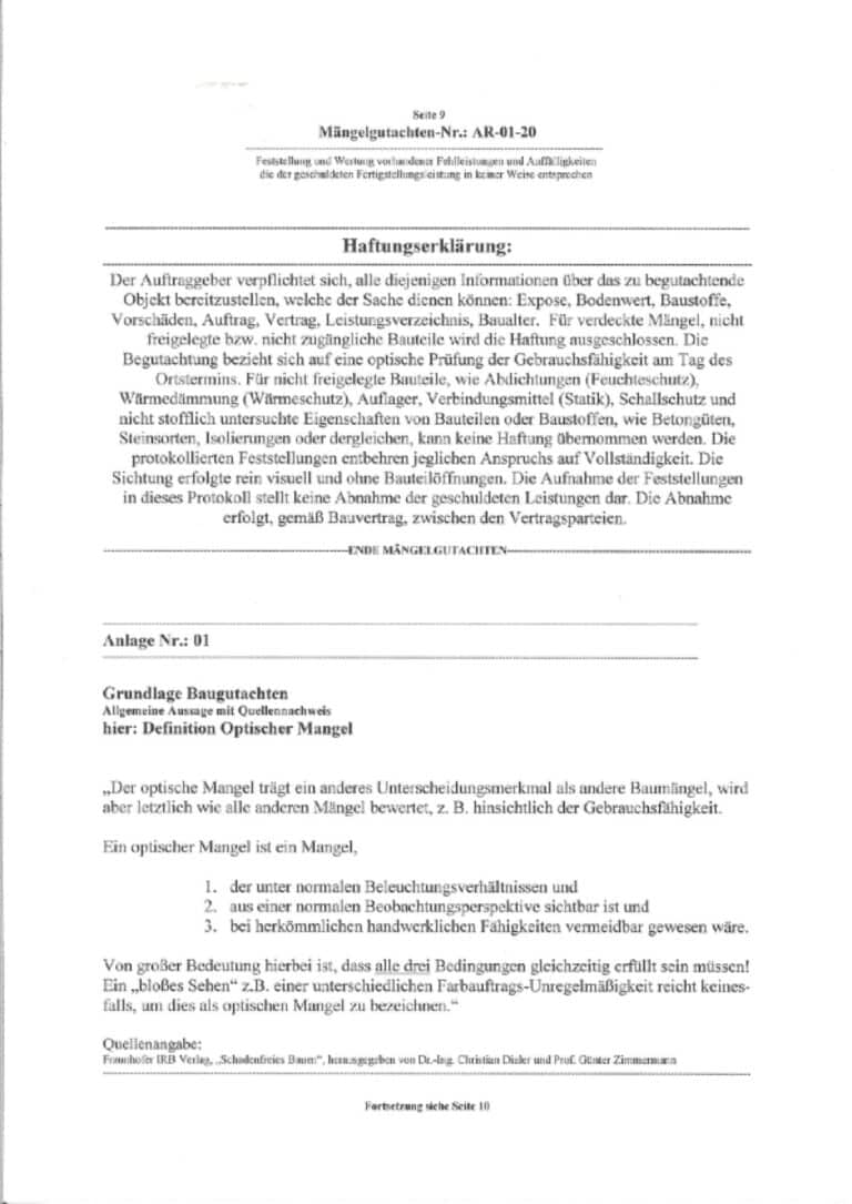 Baugutachter Team Verweyen & Partner Beispiel: Mängelgutachten, Seite 9