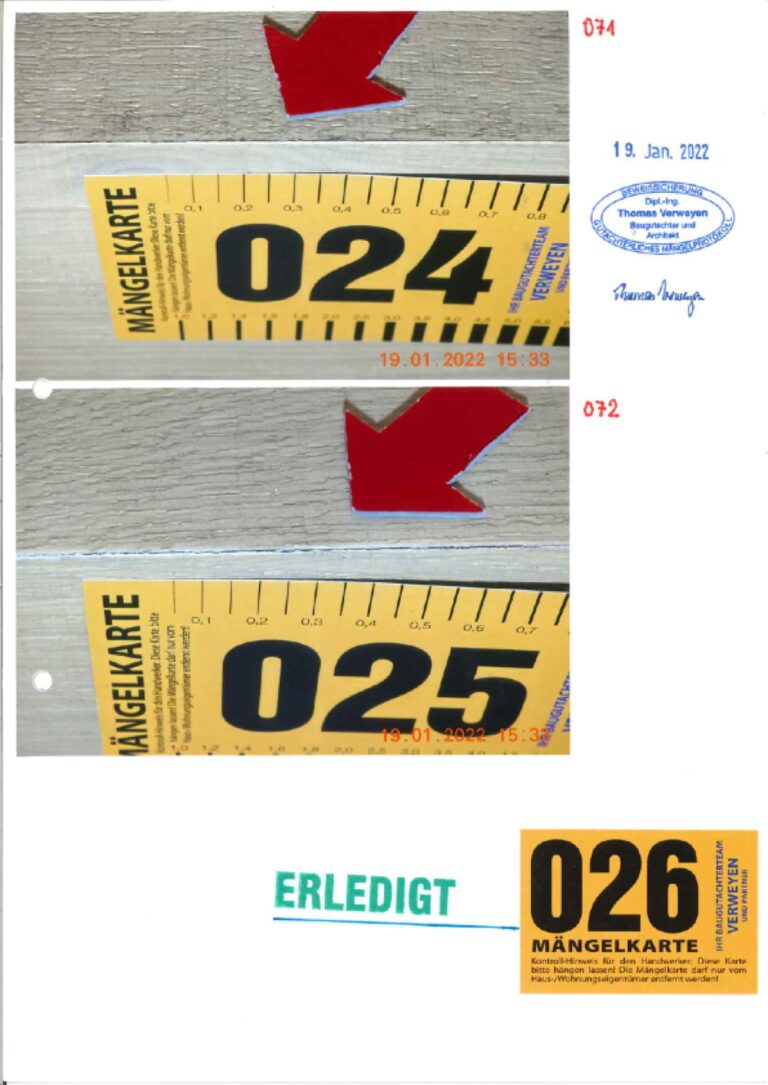 Baugutachter Team Verweyen & Partner Beispiel: Fotodokumentation Mängelprotokoll, Seite 33