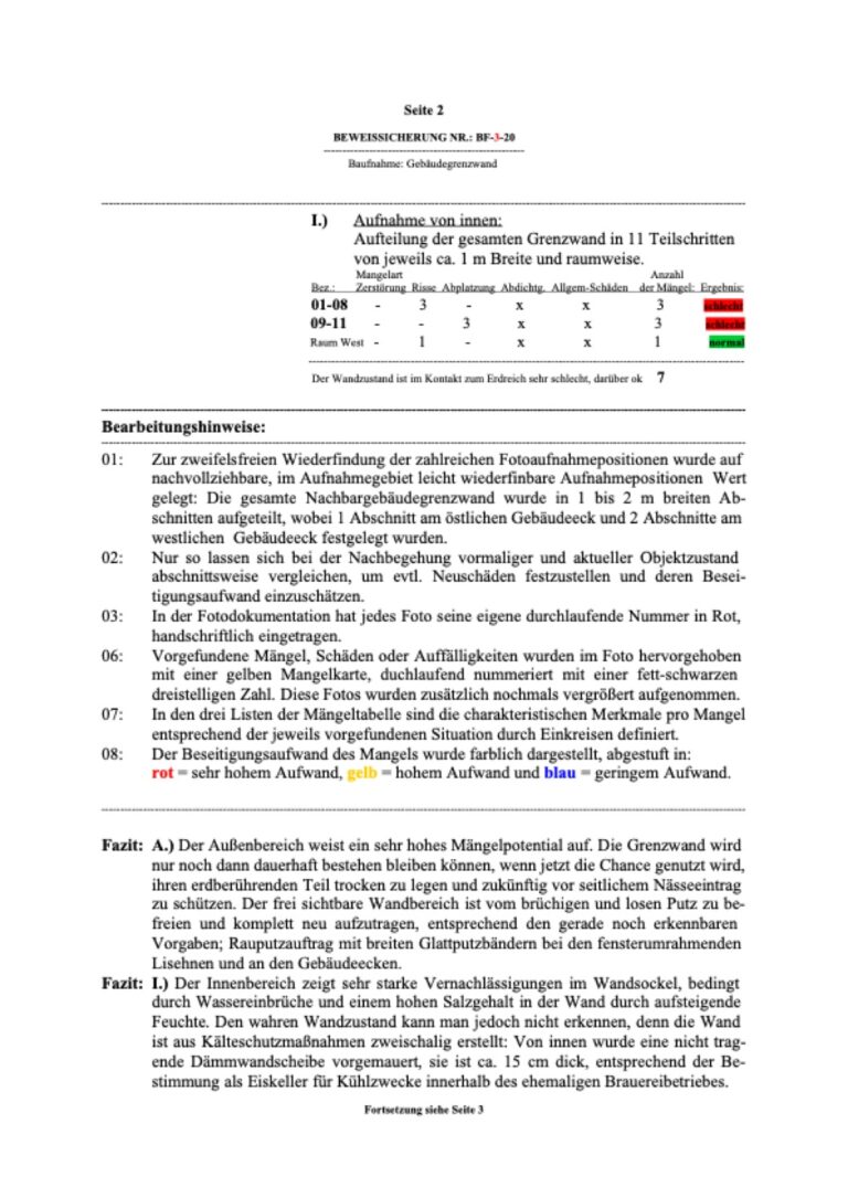 Baugutachter Team Verweyen & Partner Beispiel: Gutachterliche Zustandsfeststellung, Seite 2