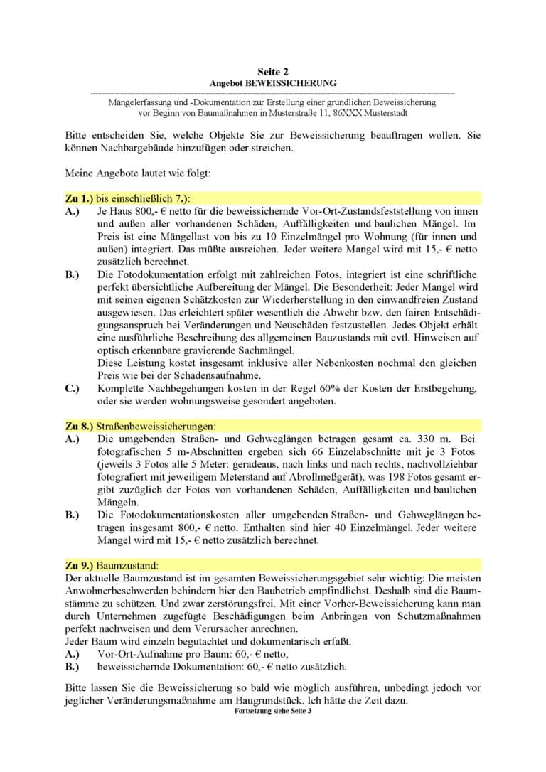Baugutachter Team Verweyen & Partner Beispiel: Gutachterliche Beweissicherung, Seite 2