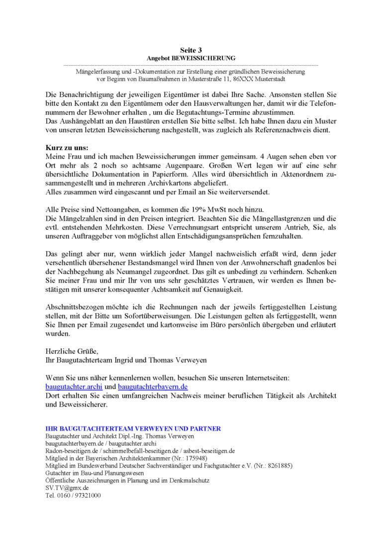 Baugutachter Team Verweyen & Partner Beispiel: Gutachterliche Beweissicherung, Seite 3
